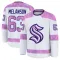 White Men's Jacob Melanson Premium Seattle Kraken 2024 Hockey Fights Cancer Practice Jersey