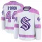 White Men's Jake O'Brien Premium Seattle Kraken 2024 Hockey Fights Cancer Practice Jersey