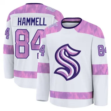 White Men's Kaden Hammell Premium Seattle Kraken 2024 Hockey Fights Cancer Practice Jersey
