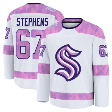 White Men's Mitchell Stephens Premium Seattle Kraken 2024 Hockey Fights Cancer Practice Jersey