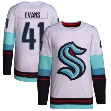White Men's Ryker Evans Authentic Seattle Kraken Away Primegreen Jersey
