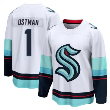 White Men's Victor Ostman Breakaway Seattle Kraken Away Jersey