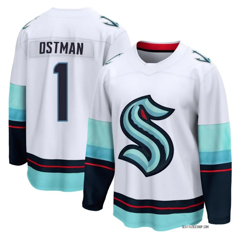 White Men's Victor Ostman Breakaway Seattle Kraken Away Jersey