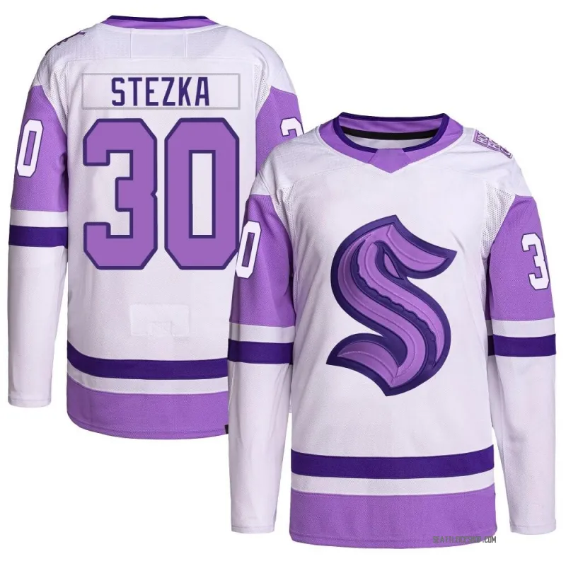 White/Purple Men's Ales Stezka Authentic Seattle Kraken Hockey Fights Cancer Primegreen Jersey