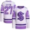White/Purple Men's Berkly Catton Authentic Seattle Kraken Hockey Fights Cancer Primegreen Jersey