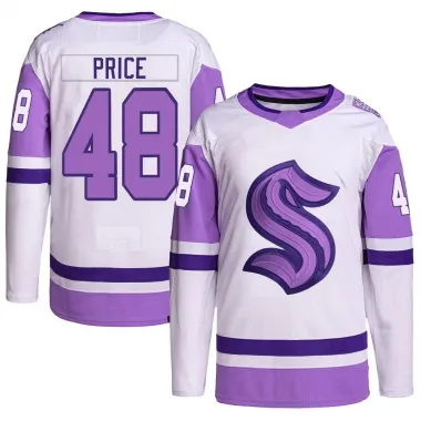 White/Purple Men's Caden Price Authentic Seattle Kraken Hockey Fights Cancer Primegreen Jersey