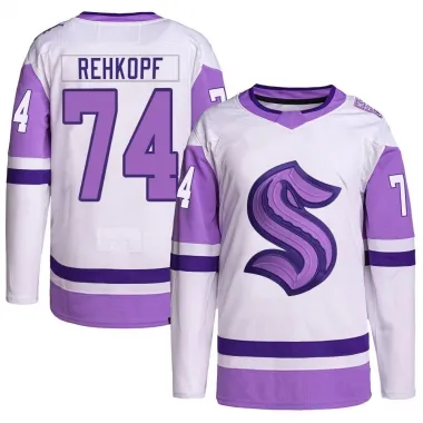 White/Purple Men's Carson Rehkopf Authentic Seattle Kraken Hockey Fights Cancer Primegreen Jersey