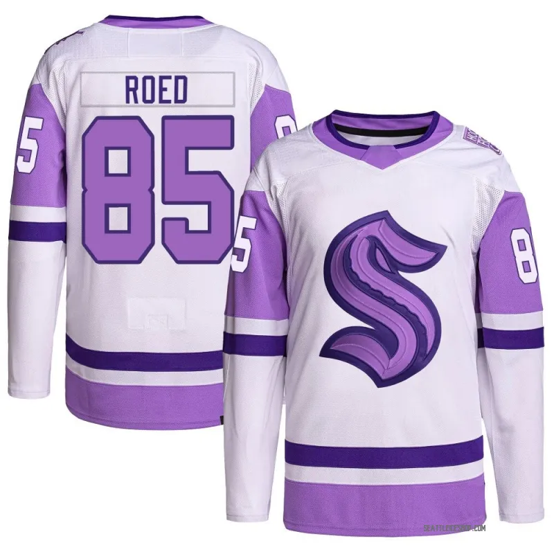 White/Purple Men's Lleyton Roed Authentic Seattle Kraken Hockey Fights Cancer Primegreen Jersey