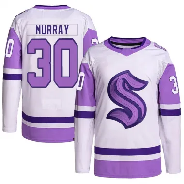 White/Purple Men's Matt Murray Authentic Seattle Kraken Hockey Fights Cancer Primegreen Jersey