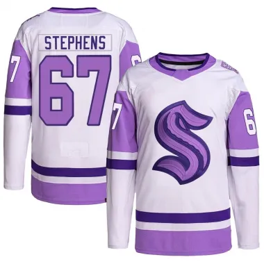 White/Purple Men's Mitchell Stephens Authentic Seattle Kraken Hockey Fights Cancer Primegreen Jersey