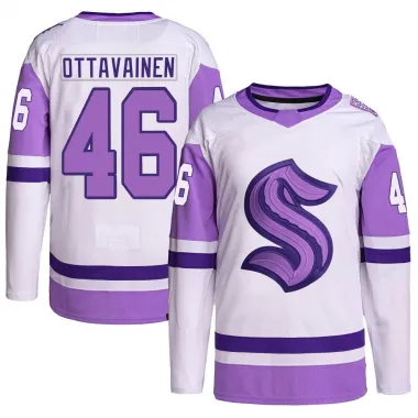 White/Purple Men's Ville Ottavainen Authentic Seattle Kraken Hockey Fights Cancer Primegreen Jersey