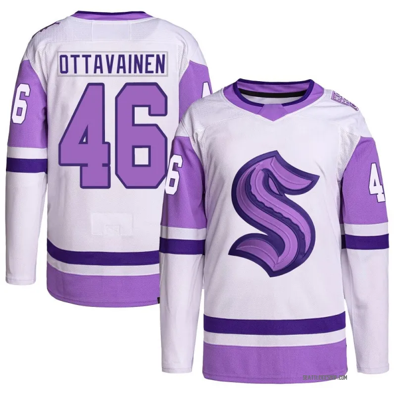 White/Purple Men's Ville Ottavainen Authentic Seattle Kraken Hockey Fights Cancer Primegreen Jersey