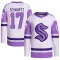White/Purple Youth Jaden Schwartz Authentic Seattle Kraken Hockey Fights Cancer Primegreen Jersey