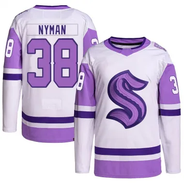 White/Purple Youth Jani Nyman Authentic Seattle Kraken Hockey Fights Cancer Primegreen Jersey