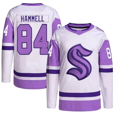 White/Purple Youth Kaden Hammell Authentic Seattle Kraken Hockey Fights Cancer Primegreen Jersey