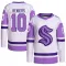 White/Purple Youth Matty Beniers Authentic Seattle Kraken Hockey Fights Cancer Primegreen Jersey