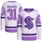 White/Purple Youth Philipp Grubauer Authentic Seattle Kraken Hockey Fights Cancer Primegreen Jersey