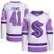 White/Purple Youth Ryker Evans Authentic Seattle Kraken Hockey Fights Cancer Primegreen Jersey