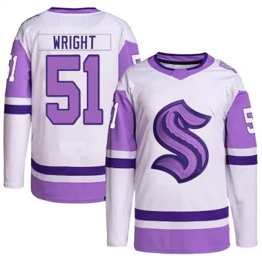 White/Purple Youth Shane Wright Authentic Seattle Kraken Hockey Fights Cancer Primegreen Jersey