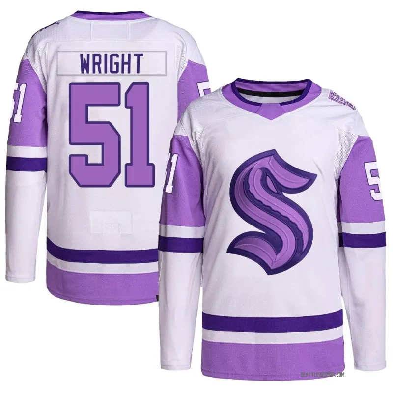 White/Purple Youth Shane Wright Authentic Seattle Kraken Hockey Fights Cancer Primegreen Jersey