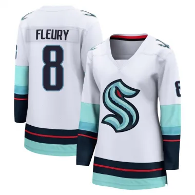 White Women's Cale Fleury Breakaway Seattle Kraken Away Jersey