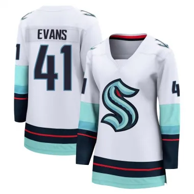 White Women's Ryker Evans Breakaway Seattle Kraken Away Jersey