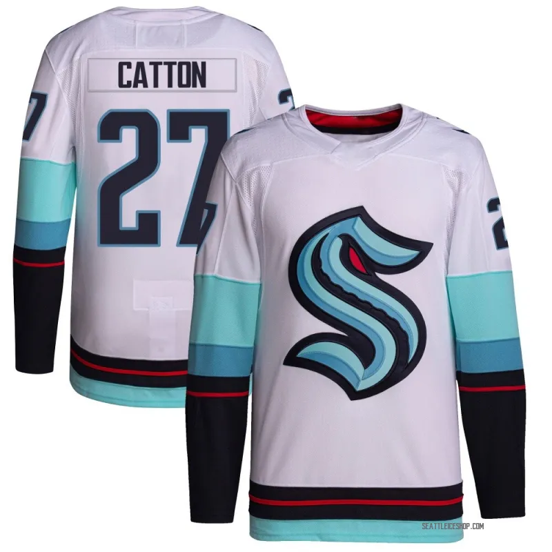 White Youth Berkly Catton Authentic Seattle Kraken Away Primegreen Jersey