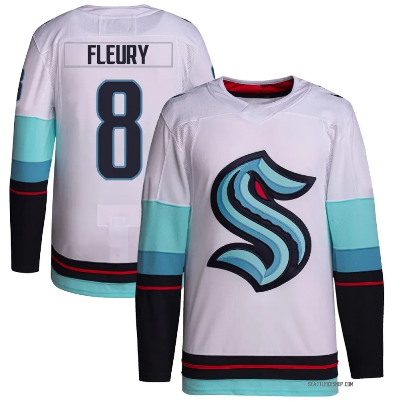 White Youth Cale Fleury Authentic Seattle Kraken Away Primegreen Jersey