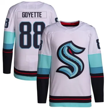White Youth David Goyette Authentic Seattle Kraken Away Primegreen Jersey