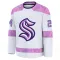 White Youth Jamie Oleksiak Premium Seattle Kraken 2024 Hockey Fights Cancer Practice Jersey