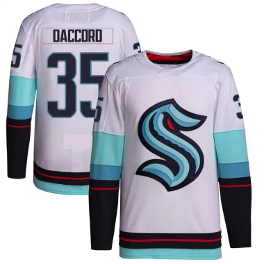 White Youth Joey Daccord Authentic Seattle Kraken Away Primegreen Jersey