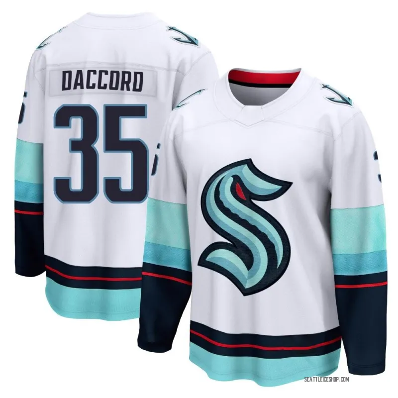 White Youth Joey Daccord Breakaway Seattle Kraken Away Jersey