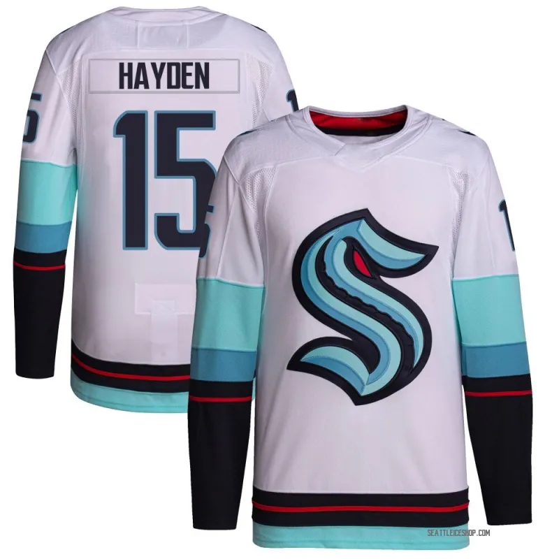 White Youth John Hayden Authentic Seattle Kraken Away Primegreen Jersey
