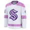 White Youth Justin Schultz Premium Seattle Kraken 2024 Hockey Fights Cancer Practice Jersey