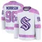 White Youth Logan Morrison Premium Seattle Kraken 2024 Hockey Fights Cancer Practice Jersey