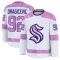 White Youth Lukas Dragicevic Premium Seattle Kraken 2024 Hockey Fights Cancer Practice Jersey