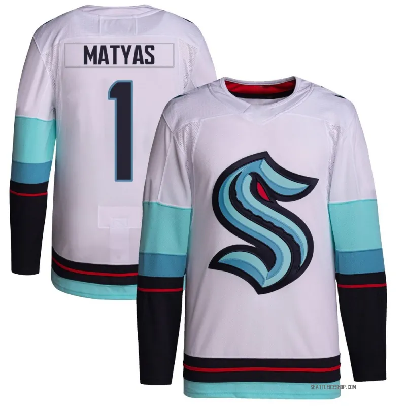 White Youth Michael Matyas Authentic Seattle Kraken Away Primegreen Jersey