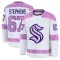 White Youth Mitchell Stephens Premium Seattle Kraken 2024 Hockey Fights Cancer Practice Jersey
