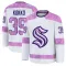 White Youth Nikke Kokko Premium Seattle Kraken 2024 Hockey Fights Cancer Practice Jersey