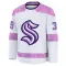 White Youth Nikke Kokko Premium Seattle Kraken 2024 Hockey Fights Cancer Practice Jersey