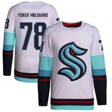 White Youth Oscar Fisker Molgaard Authentic Seattle Kraken Away Primegreen Jersey