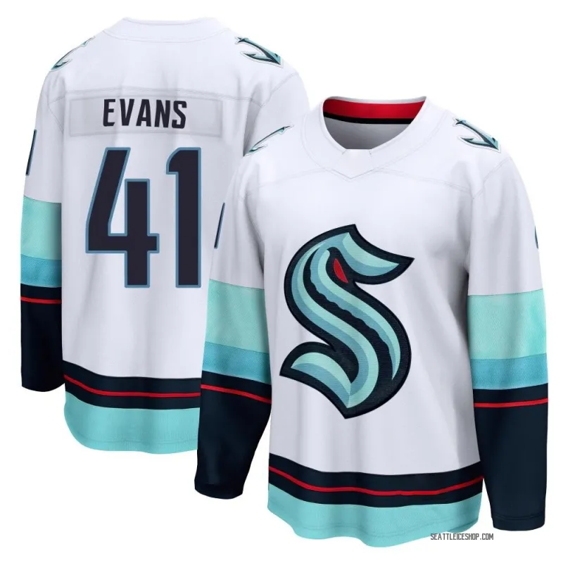 White Youth Ryker Evans Breakaway Seattle Kraken Away Jersey
