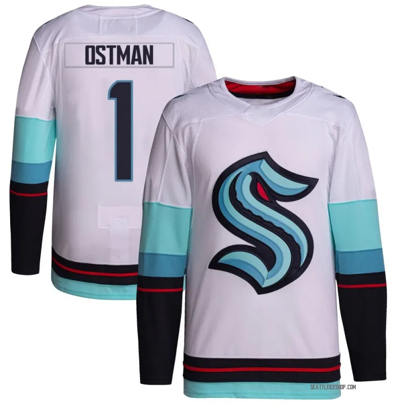 White Youth Victor Ostman Authentic Seattle Kraken Away Primegreen Jersey