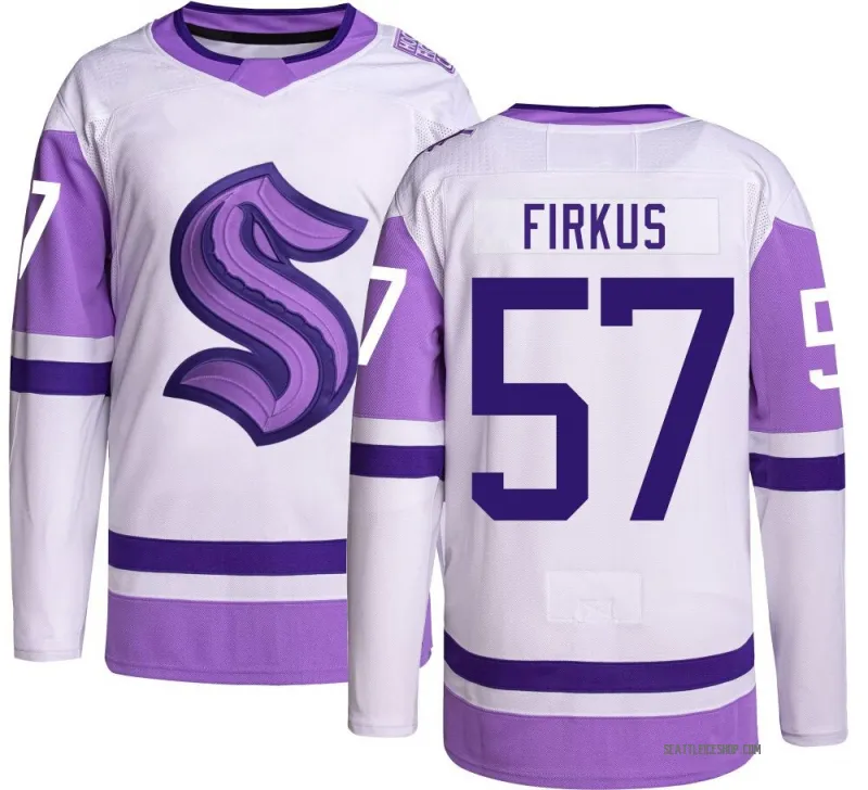 Men's Jagger Firkus Authentic Seattle Kraken Hockey Fights Cancer Jersey