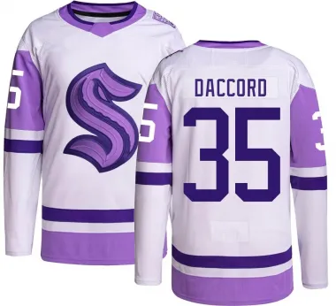Men's Joey Daccord Authentic Seattle Kraken Hockey Fights Cancer Jersey