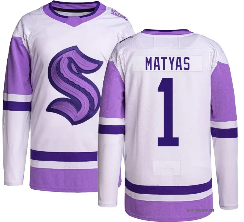Men's Michael Matyas Authentic Seattle Kraken Hockey Fights Cancer Jersey