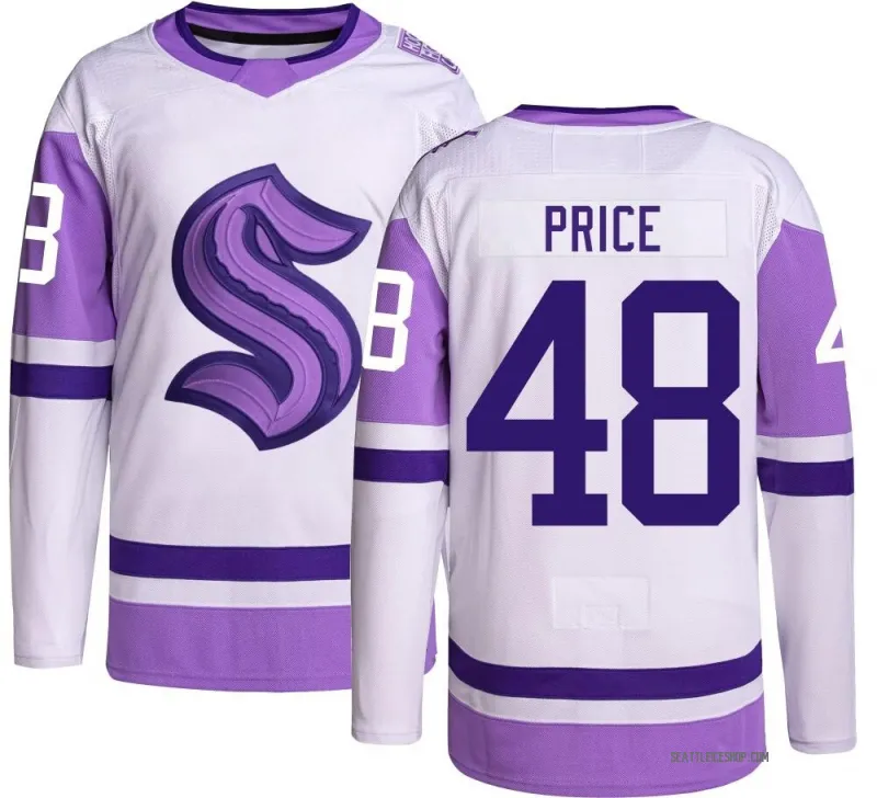 Youth Caden Price Authentic Seattle Kraken Hockey Fights Cancer Jersey