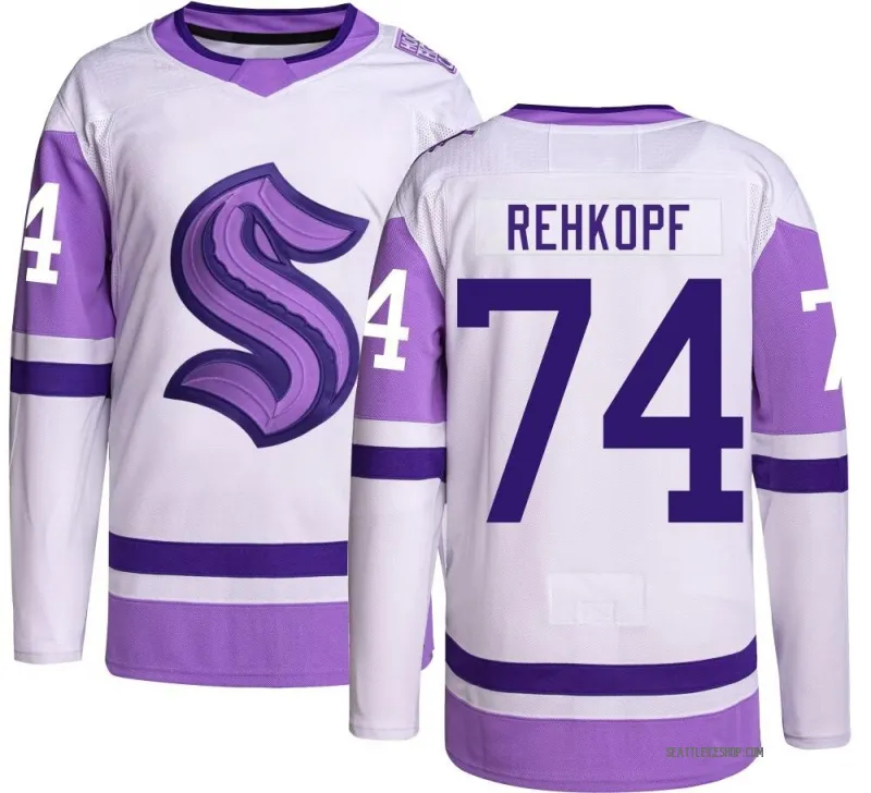 Youth Carson Rehkopf Authentic Seattle Kraken Hockey Fights Cancer Jersey