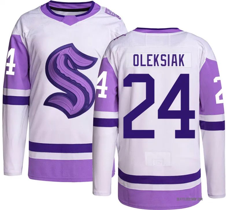 Youth Jamie Oleksiak Authentic Seattle Kraken Hockey Fights Cancer Jersey