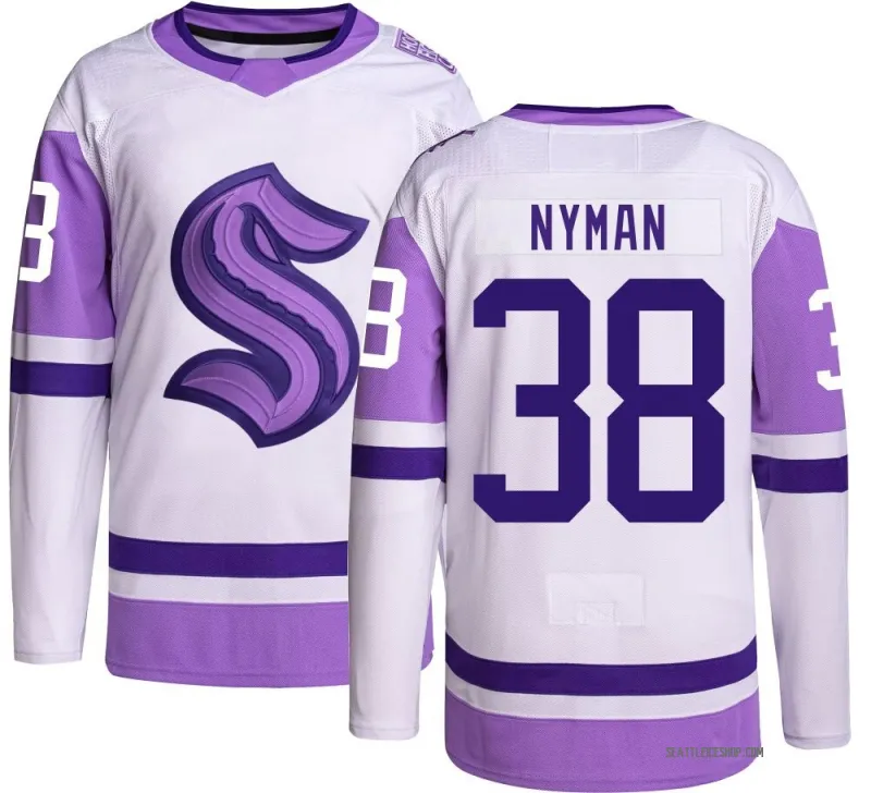 Youth Jani Nyman Authentic Seattle Kraken Hockey Fights Cancer Jersey